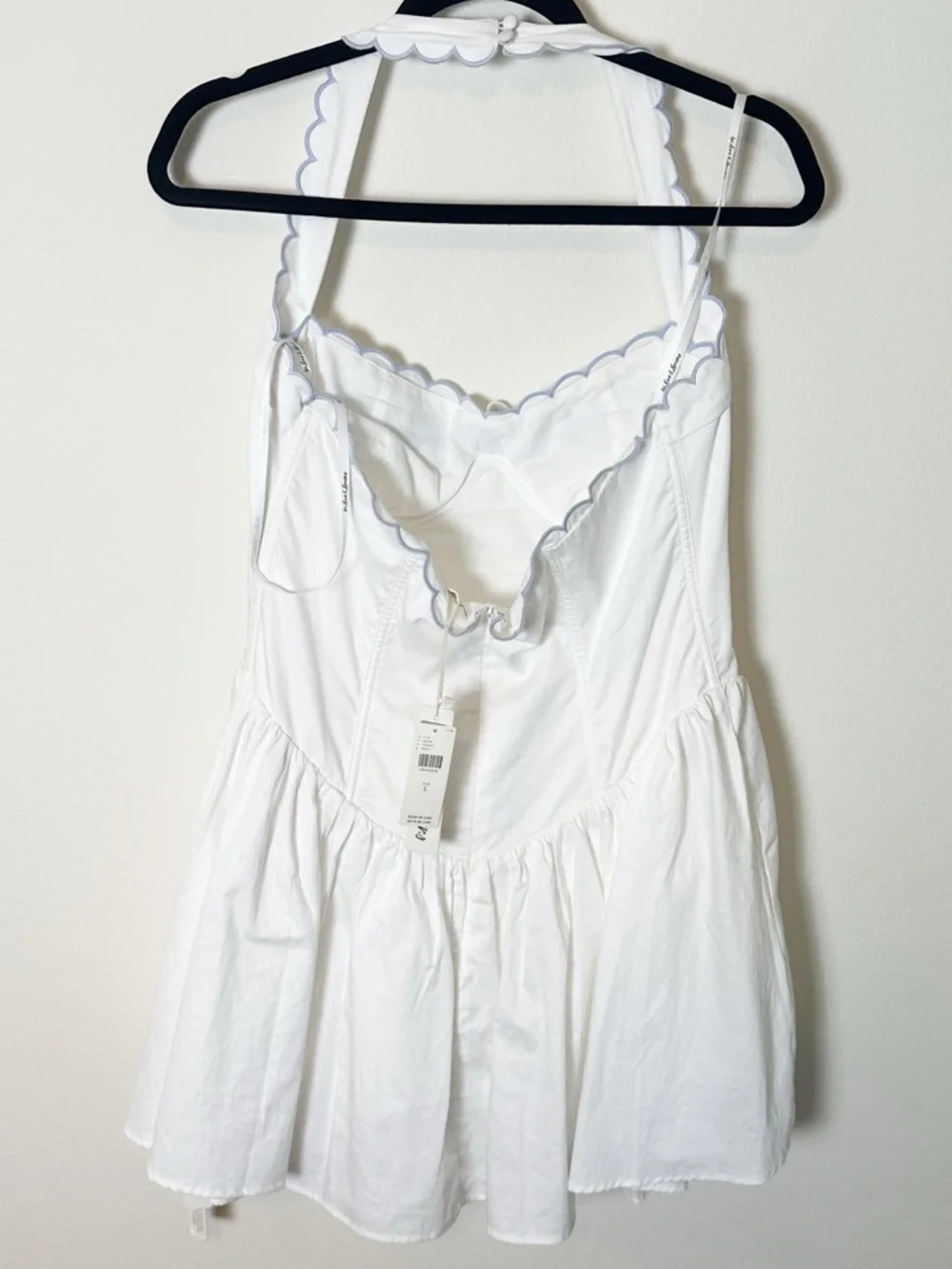 New For Love and Lemons Cotton Poplin Tea Time Bustier Mini Dress Embroidered L - Picture 4 of 12